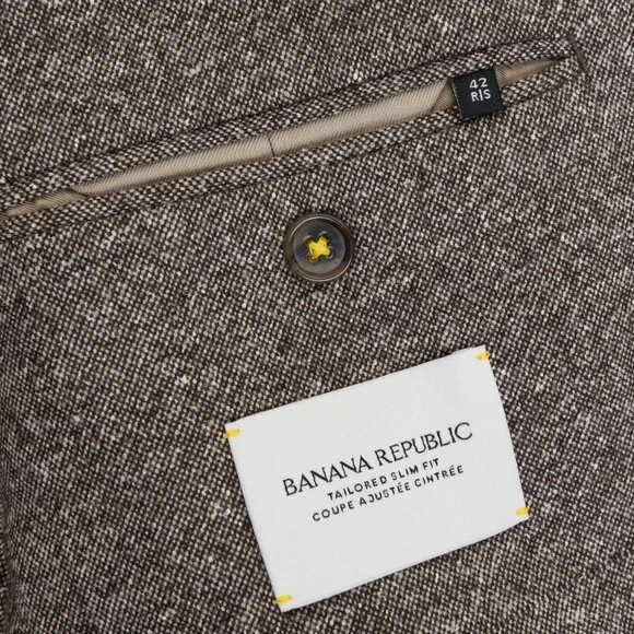 Banana Republic Italian Tweed Brown Suit 2pcs Jacket 42R Pants 36R - Picture 9 of 16